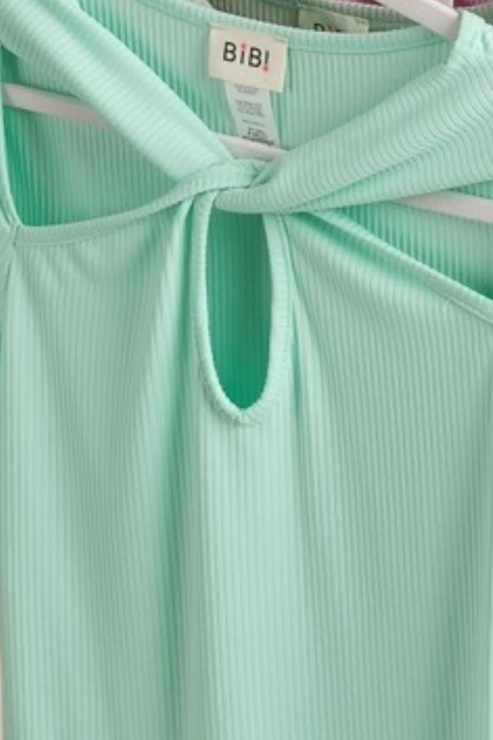 Rib Knit with Cut Out and Front Twist Detailed Top, image 3