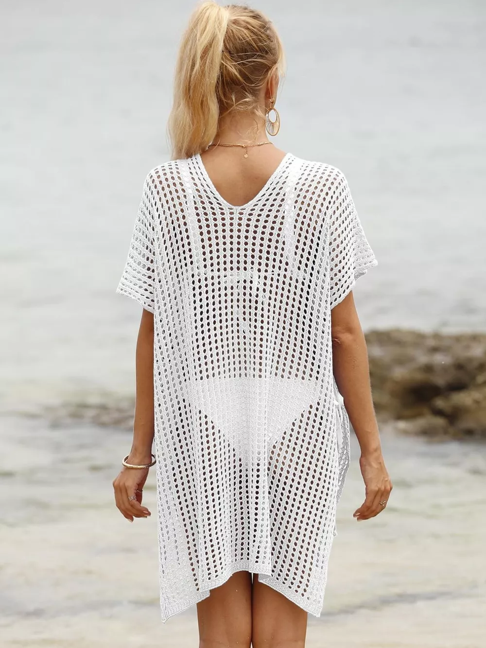 Openwork V-Neck Slit Cover-Up, image 18