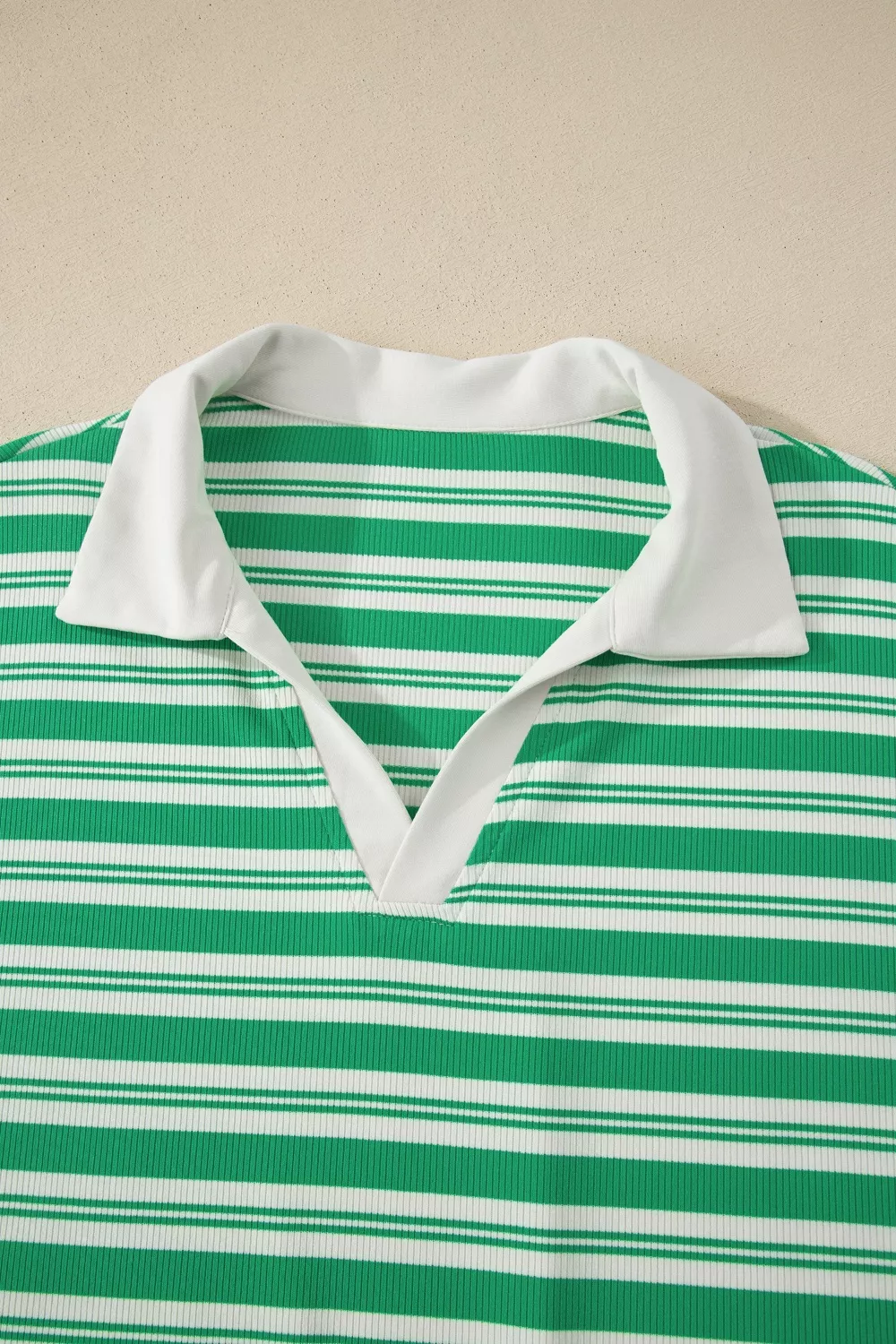 Stripe Collared V Neck Short Sleeve T Shirt Midi Dress with Pockets, image 6