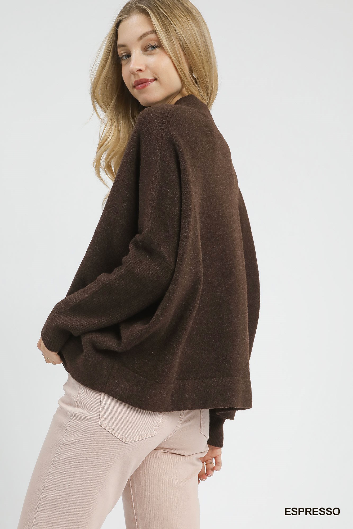 V-Neck Sweater with Wide Trim Detail, image 2