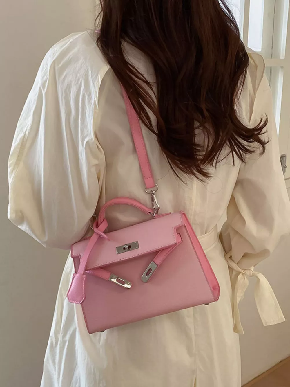 Contrast Trimmed Top-Handle Crossbody Bag, image 7