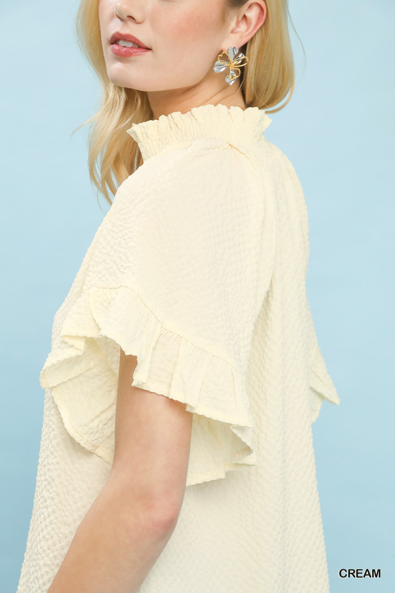 Textured Ruffle Sleeve Blouse, image 2