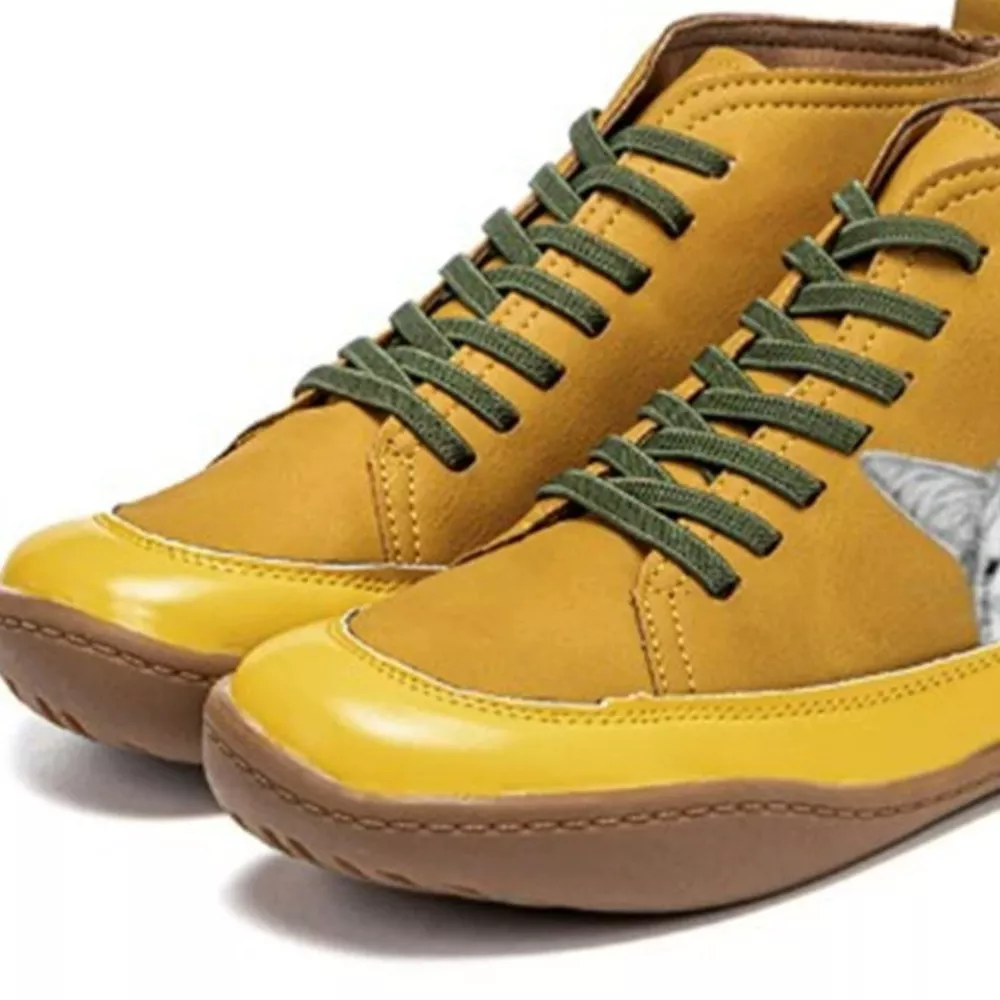 Cat Print Striped Ankle Sneakers, image 23