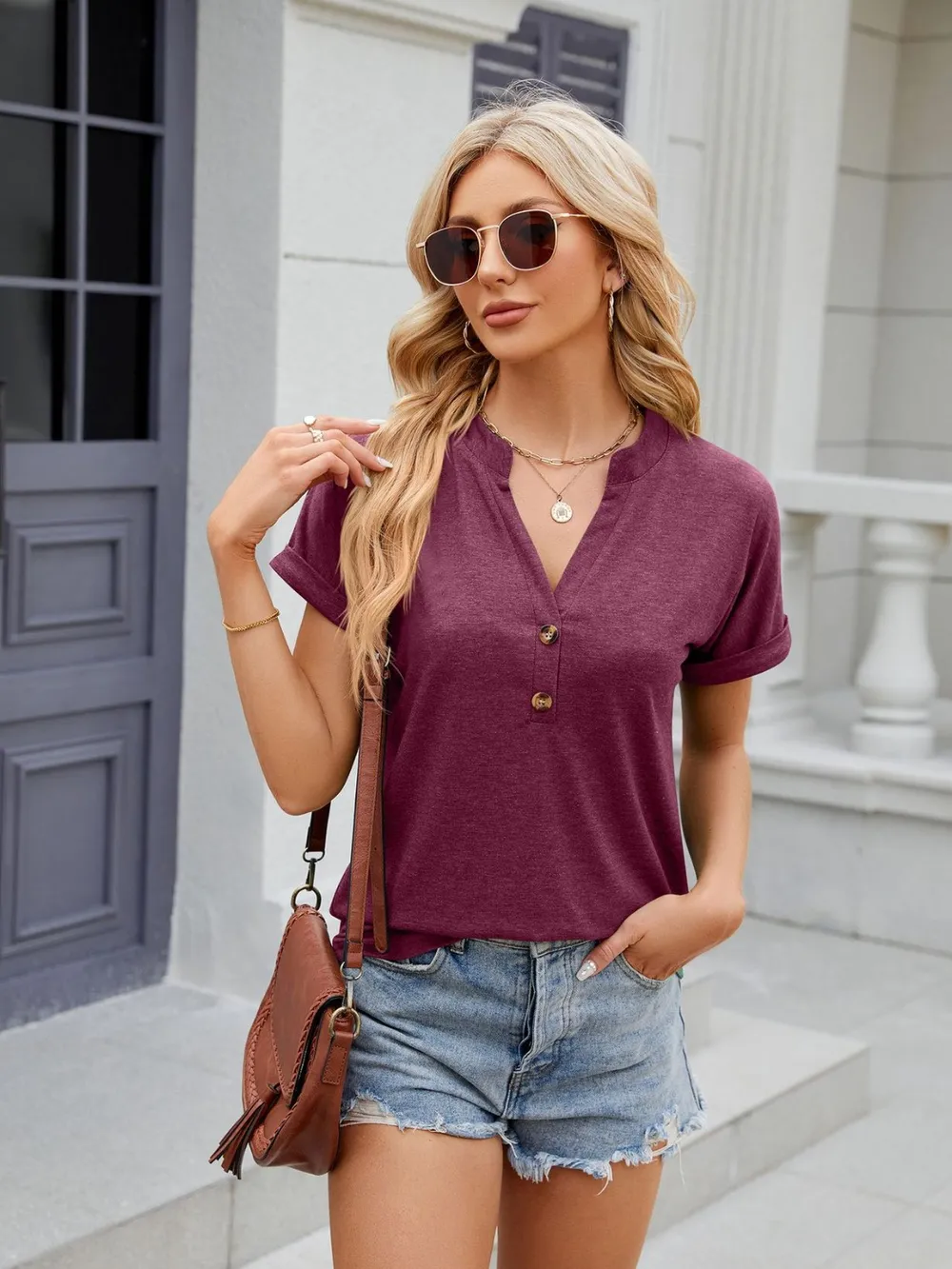 Notched Short Sleeve T-Shirt, image 24