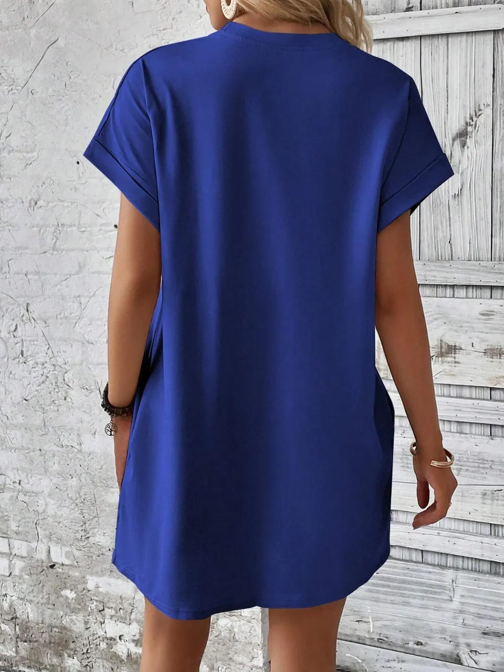 Round Neck Short Sleeve Mini Dress, image 2