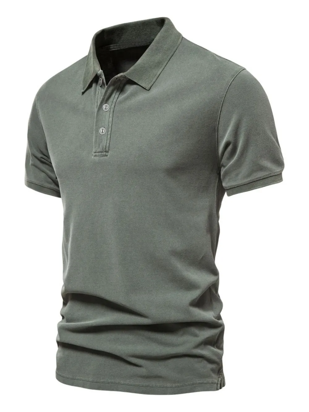 Men's Collared Neck Button Detail Short Sleeve Polo, image 2