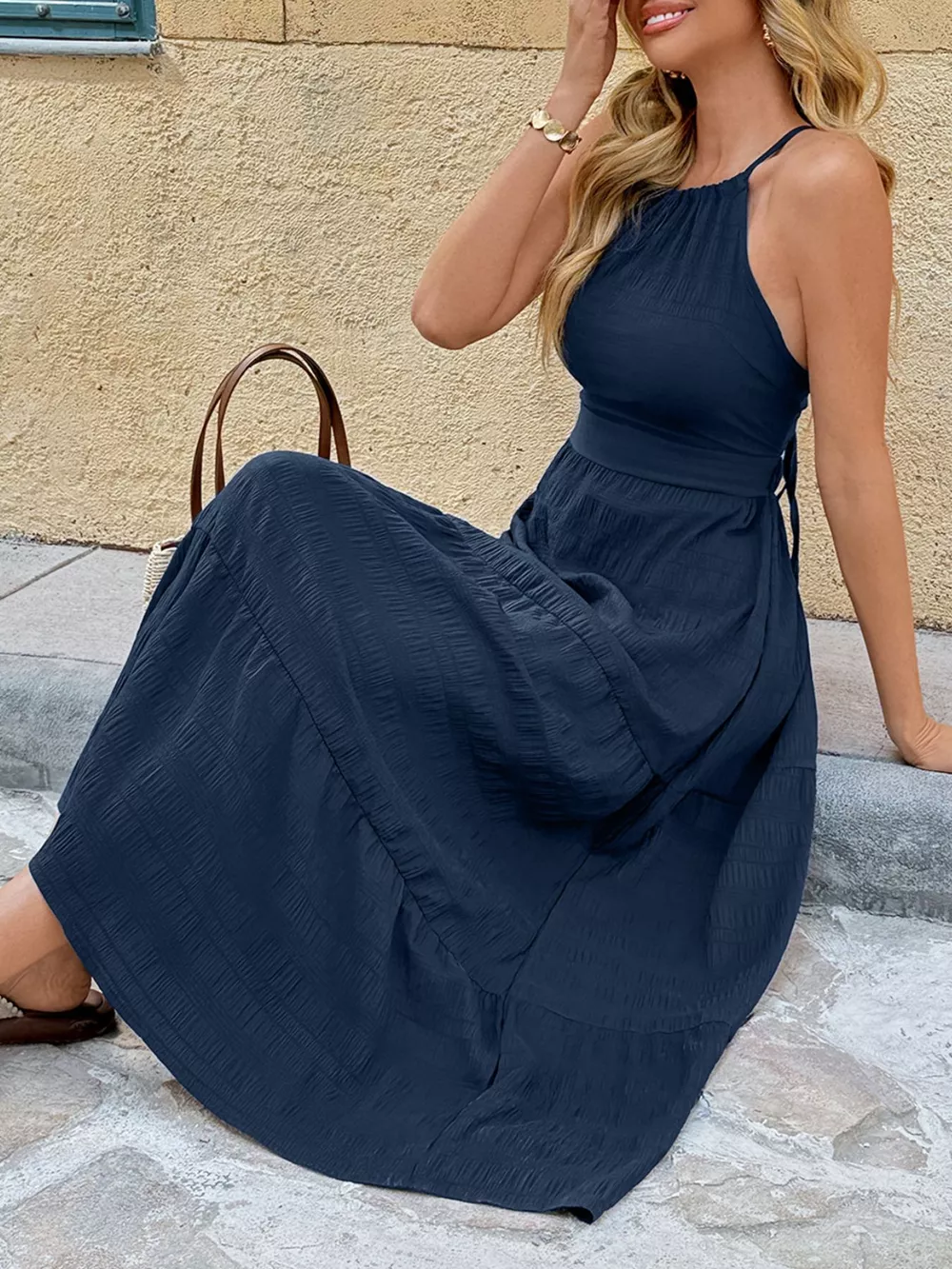 Tie Back Tiered Midi Dress, image 2