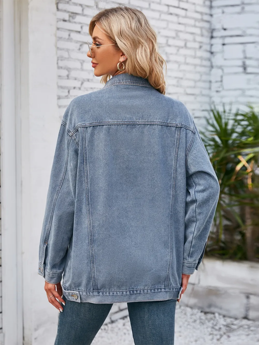 Button Up Long Sleeve Denim Jacket, image 2