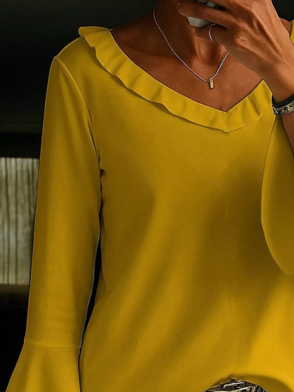 Ruffle V-Neck Bell Sleeve Blouse, image 7