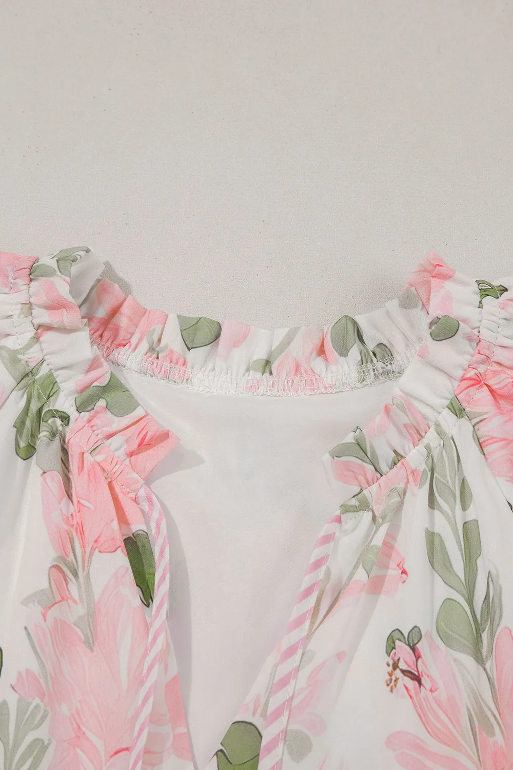 Floral Contrast Edge Layered Short Sleeve Mini Dress, image 3