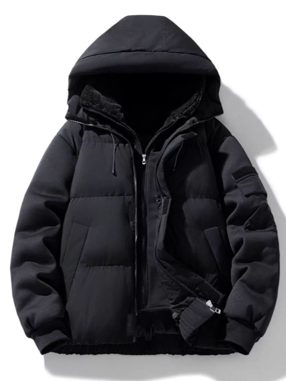 Men's Plus Size Warm Hooded Padded Puffer Jacket, image 2