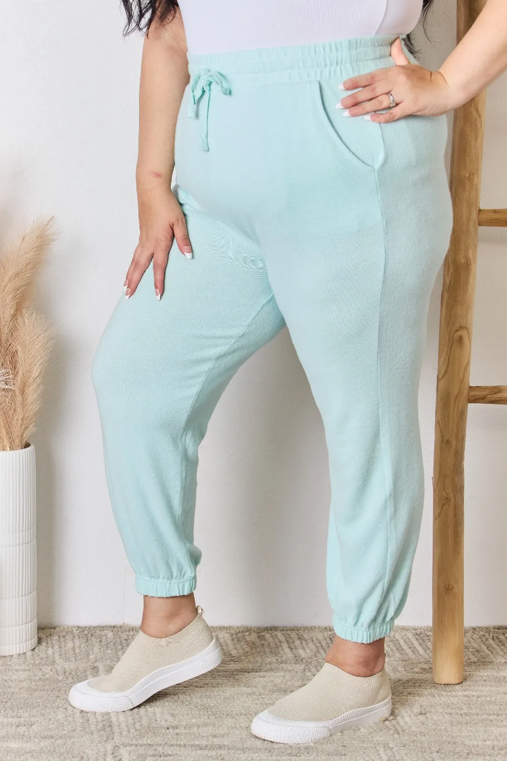 Full Size Drawstring Ultra Soft Knit Jogger, image 8