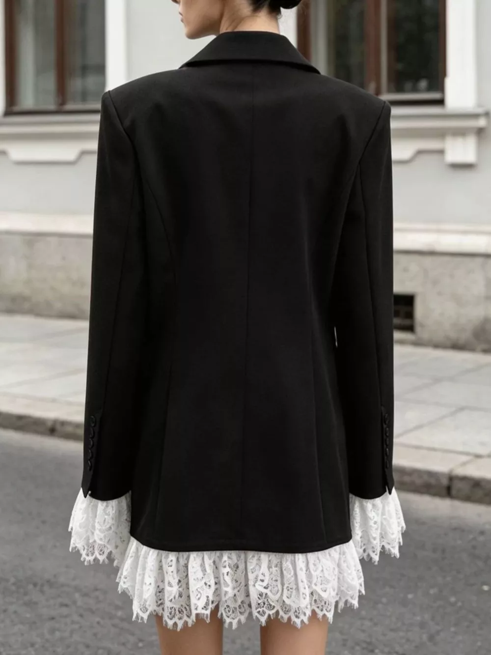 Lace Hem One Button Blazer, image 5