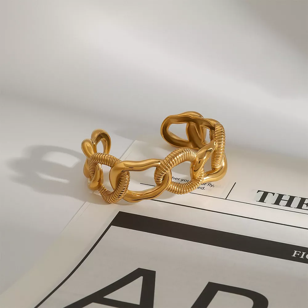 18K Gold-Plated Chain Link Open Bracelet, image 2