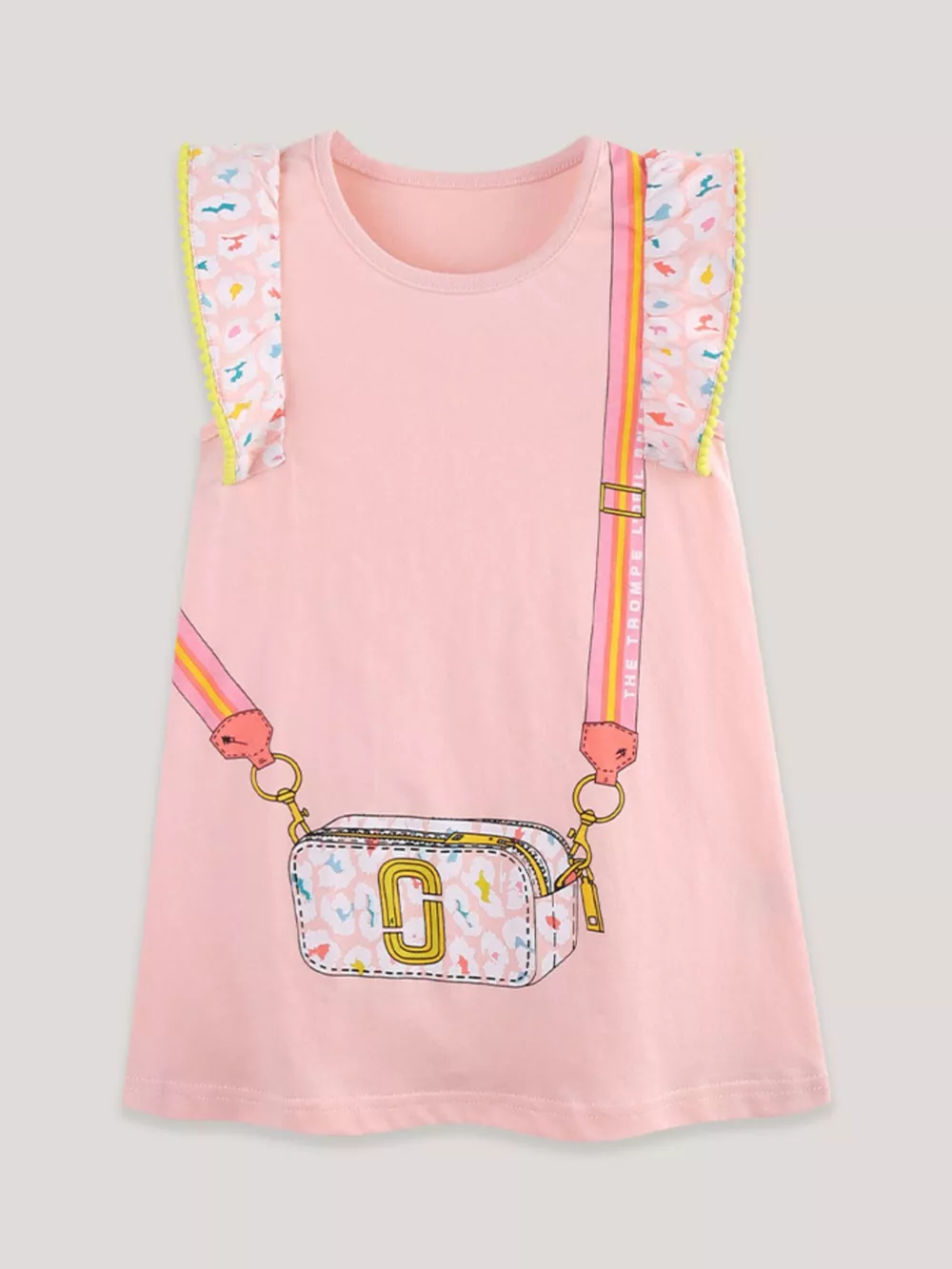 Children's Cartoon Bag Print Ruffled Dress, image 2