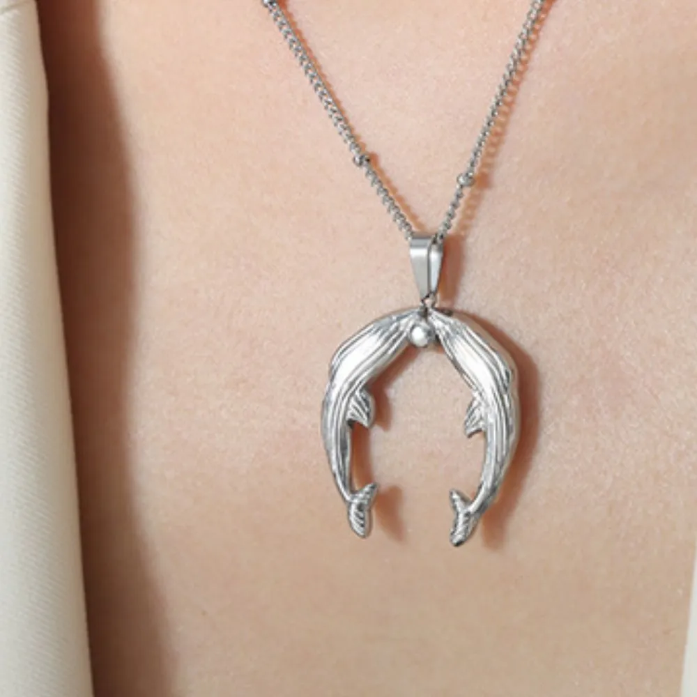 Gold Dolphin Jewelry Set with Necklace and Earrings, image 8