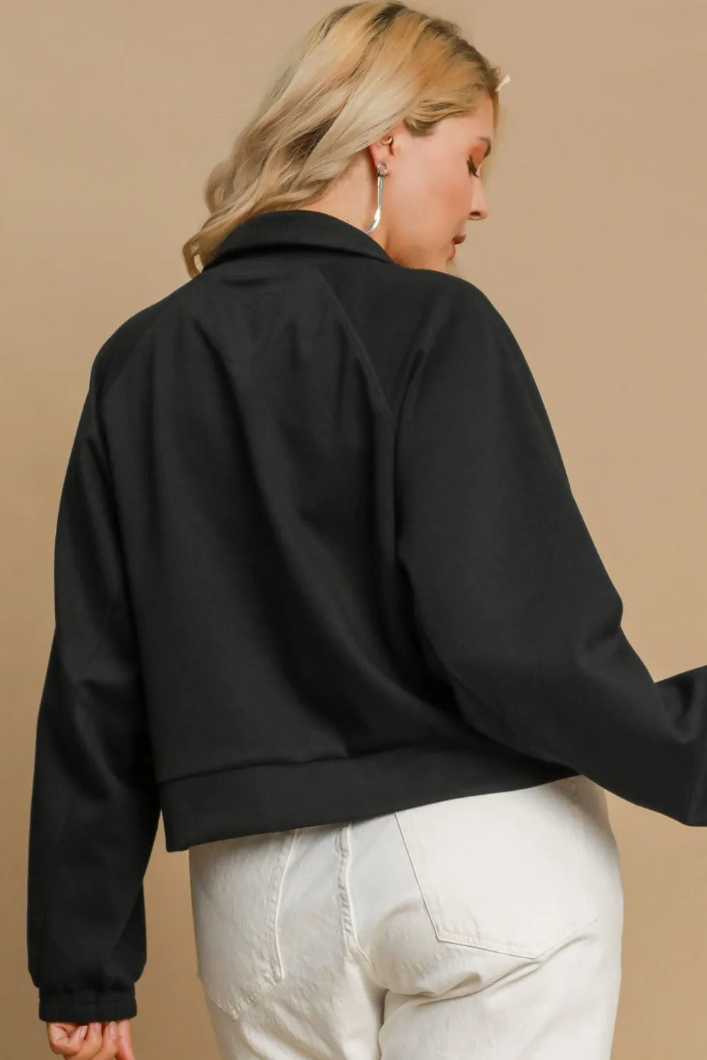 Full Size Half Zip Cropped Sweatshirt Plus Size, image 5