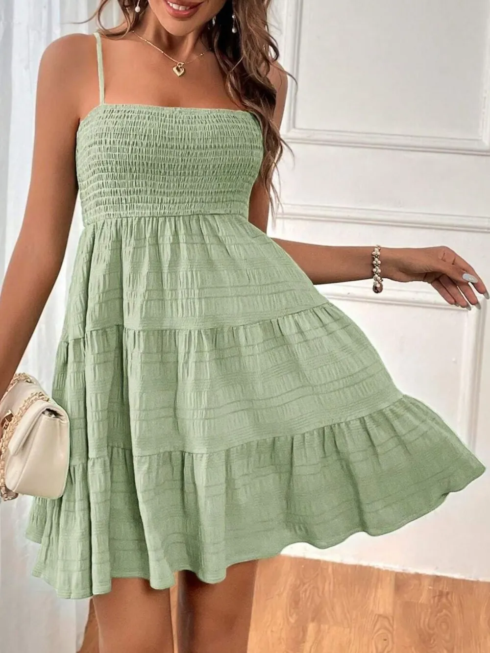 Smocked Tiered Cami Dress, image 27