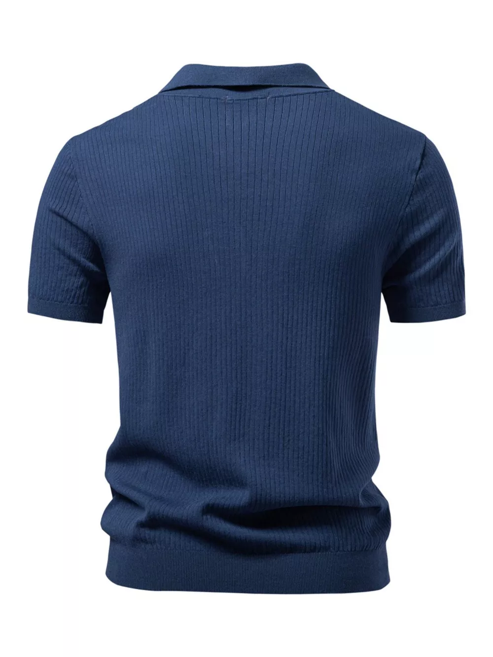 Men's Ribbed Knit Short Sleeve Polo, image 3