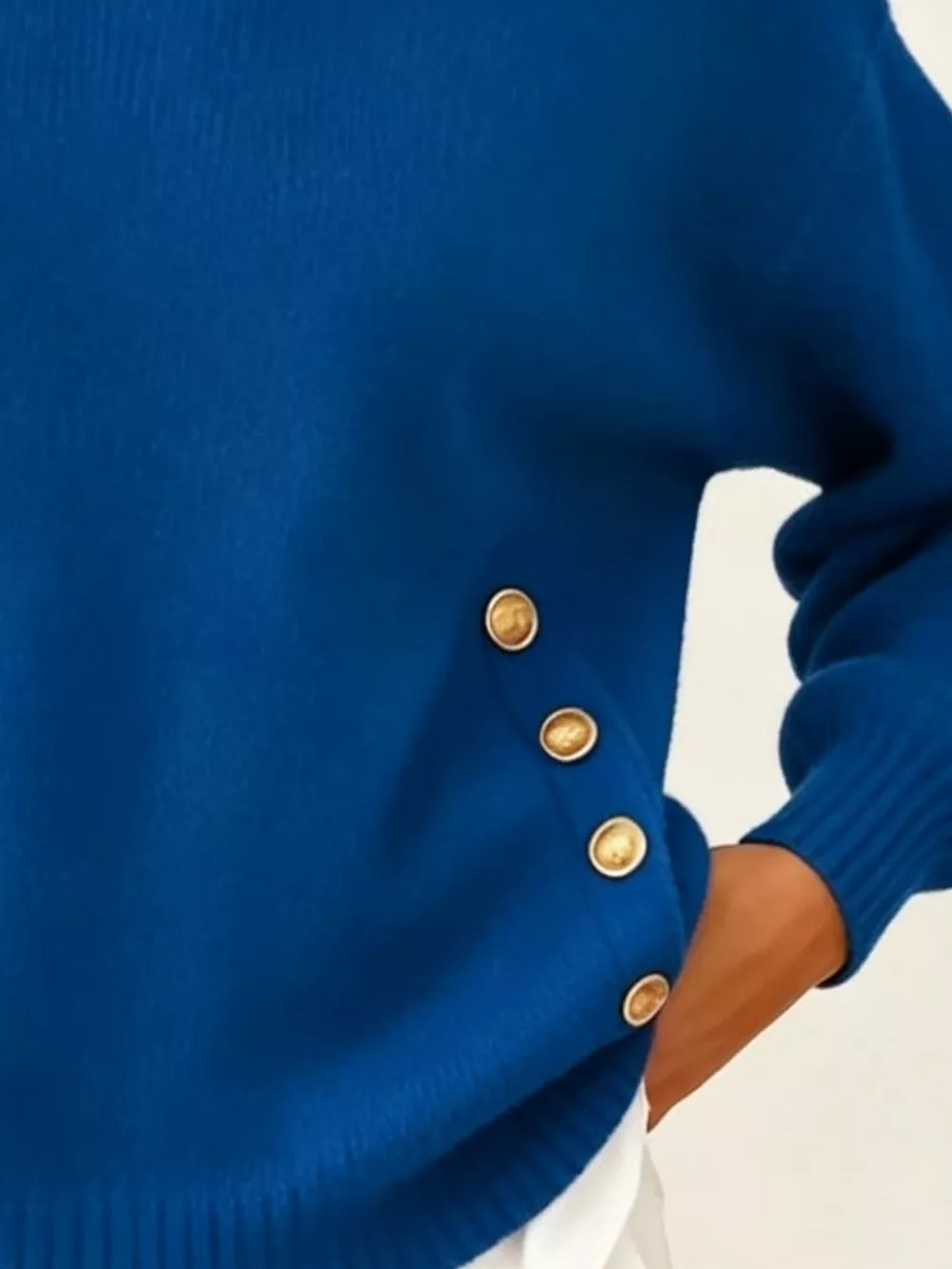 Chic Collared Decor-Button Sweater, image 9