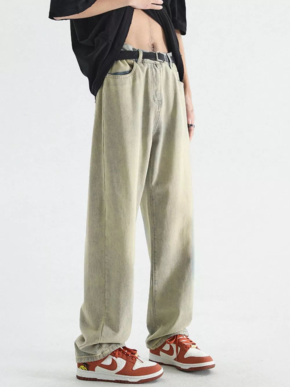 Men's Full Size Vintage Wash Wide Leg Jeans Plus Size, image 11