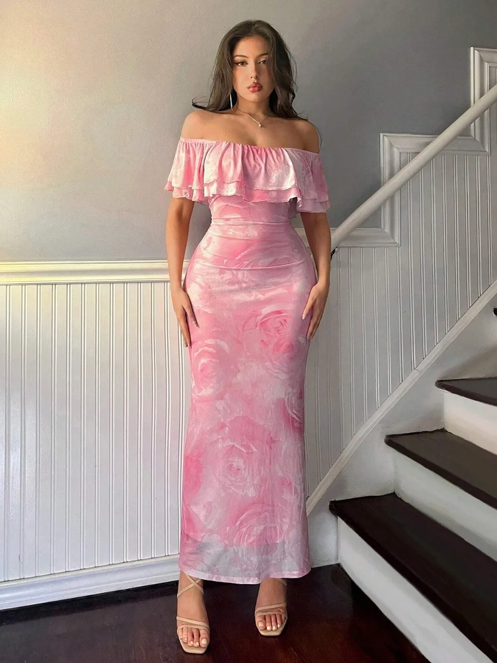 Layered Ruffled Off-Shoulder Dress, image 2