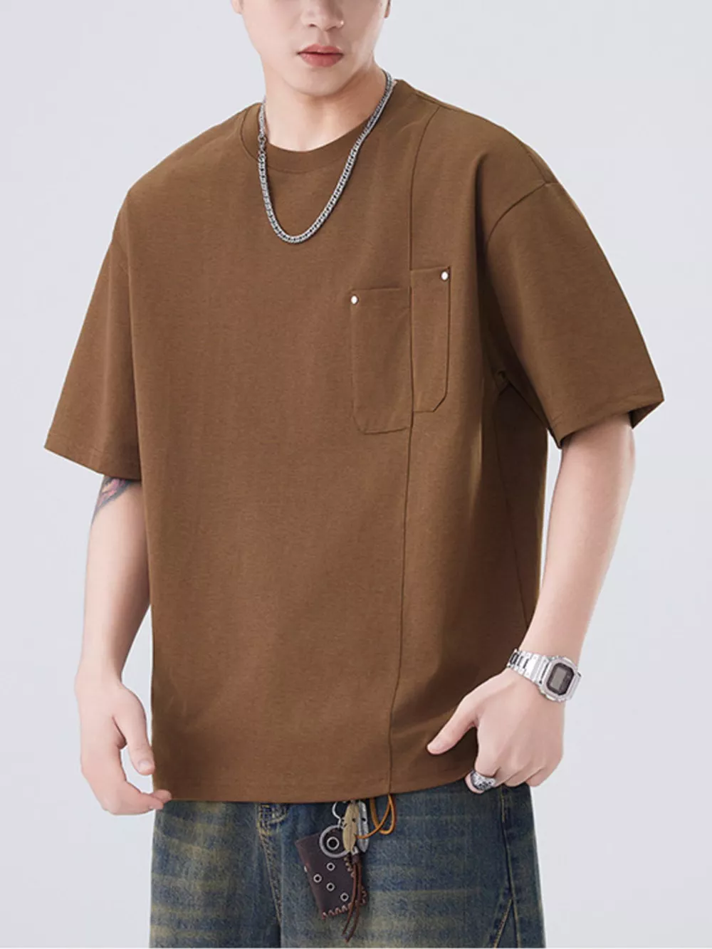Men's Plus Size Round Neck Short Sleeve T-Shirt, image 2