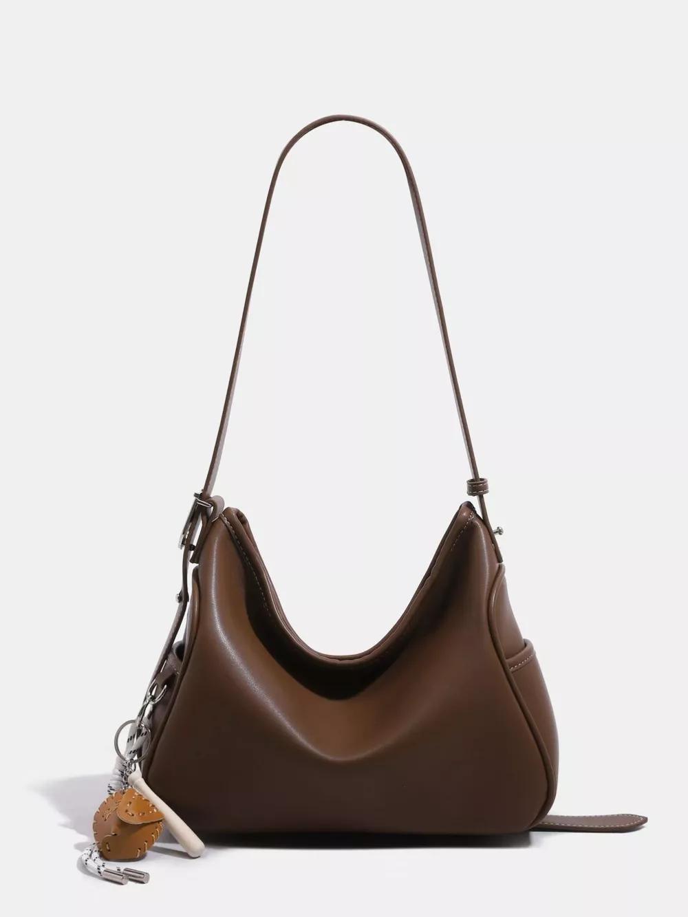 Leather Slouchy Shoulder Bag, image 7