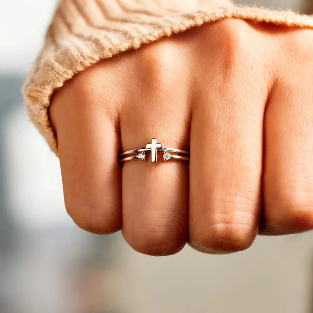 925 Sterling Silver Cross Ring, image 4