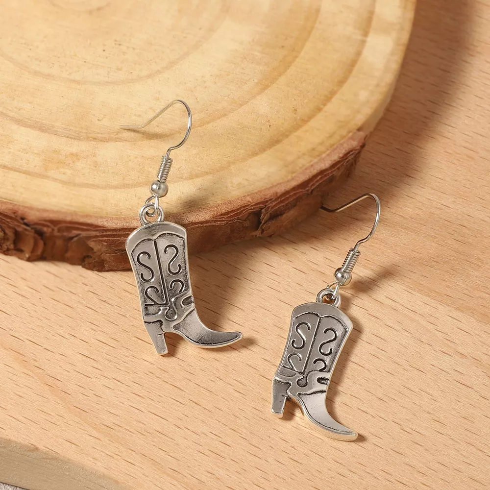 Western Cowboy Boot Dangle Earrings, image 2