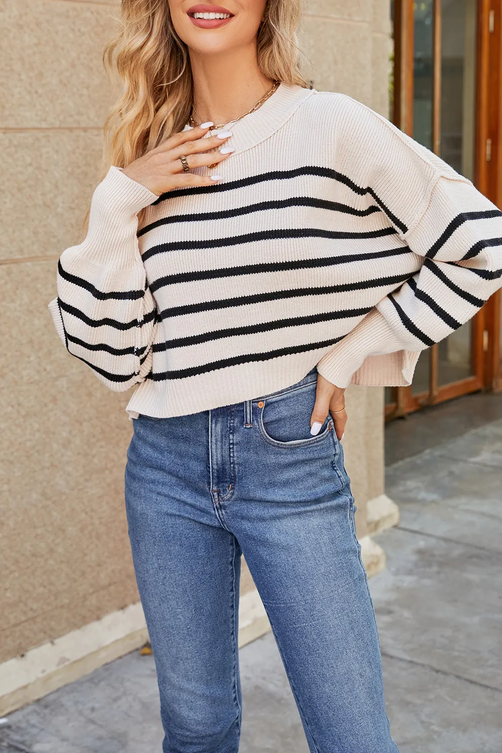 Round Neck Dropped Shoulder Sweater, image 26