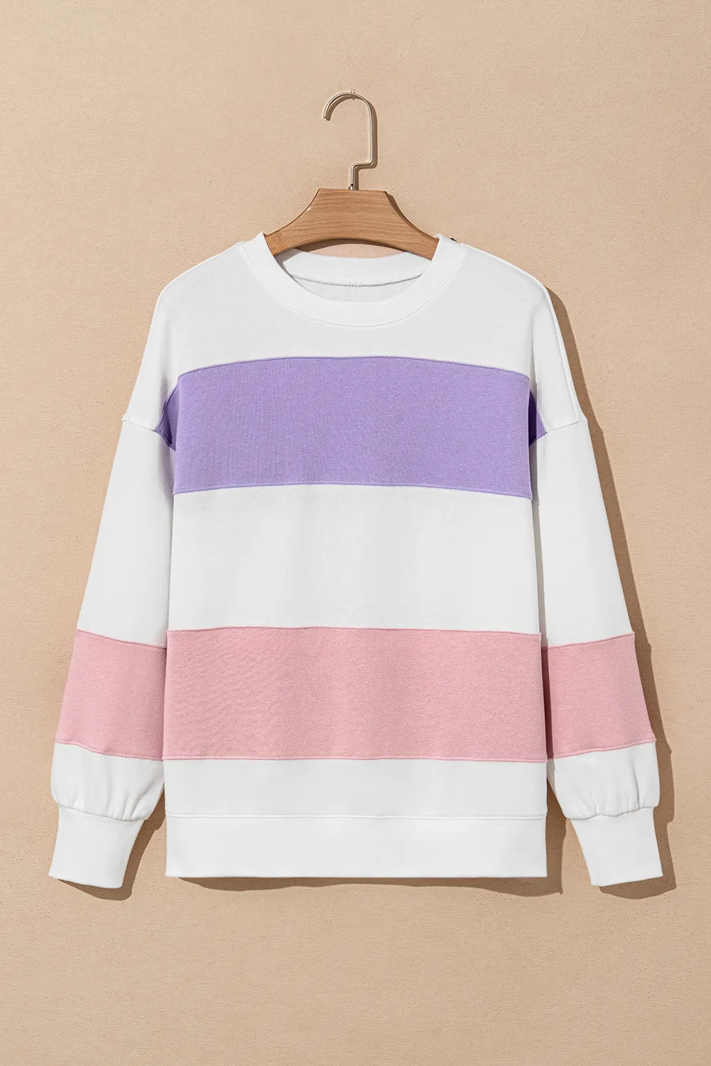 Color Block Round Neck Long Sleeve Sweatshirt, image 2