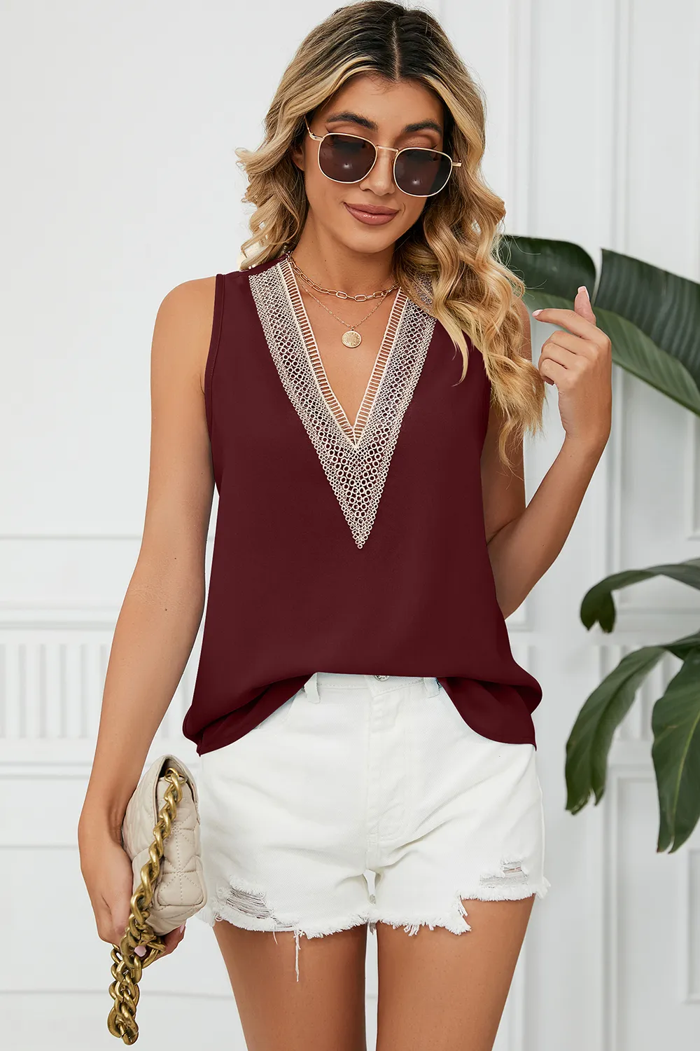 V-Neck Wide Strap Tank, image 17