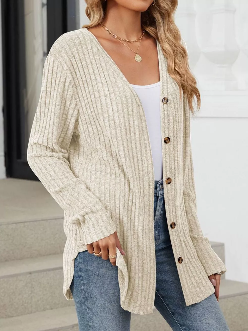 Ribbed Button-Up Cardigan, image 25