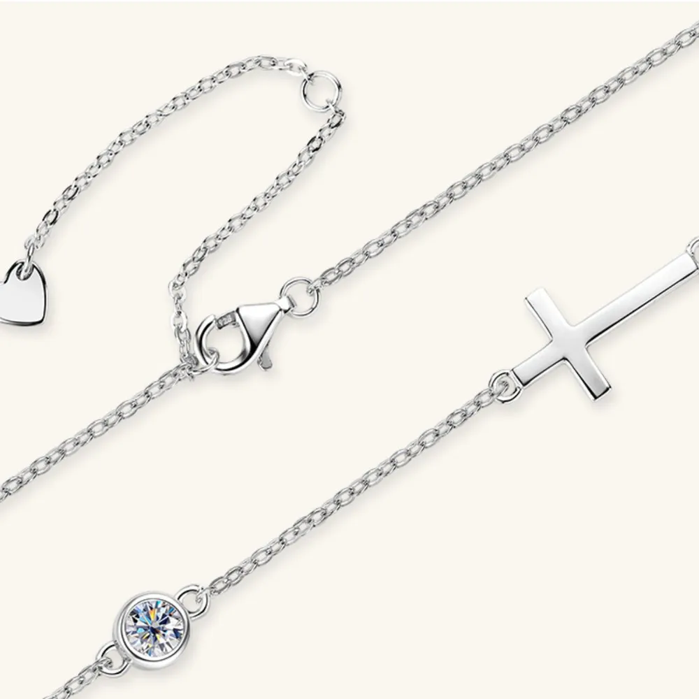 Cross 925 Sterling Silver Moissanite Necklace, image 2