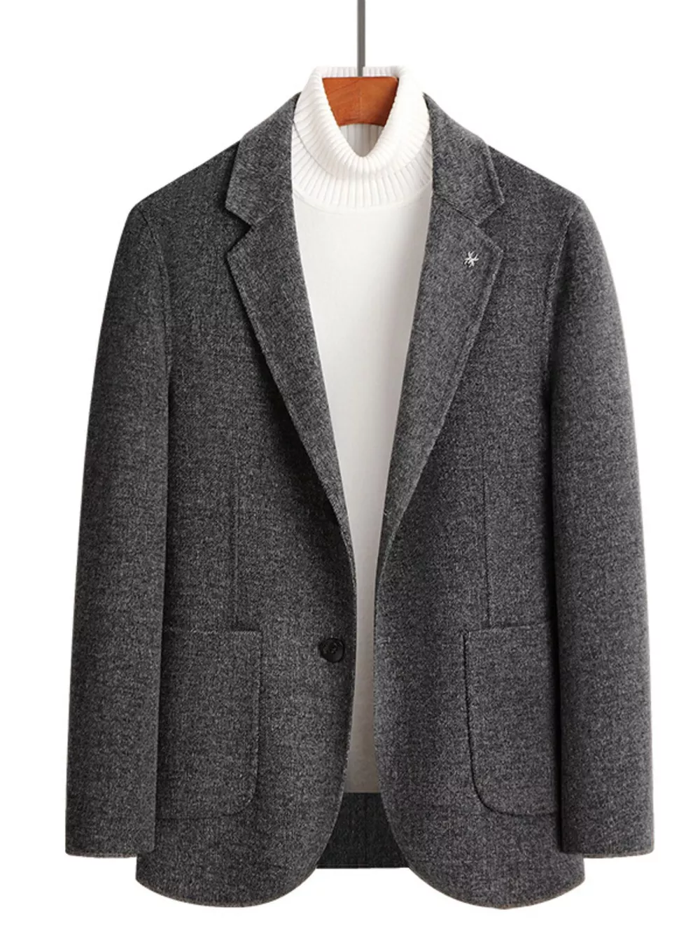 Men's Plus Size One Button Long Sleeve Blazer