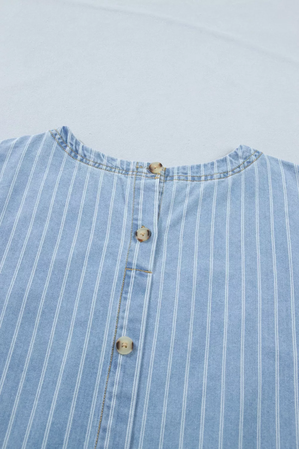 Stripe Buttoned Back T-Shirt Denim Mini Dress, image 9