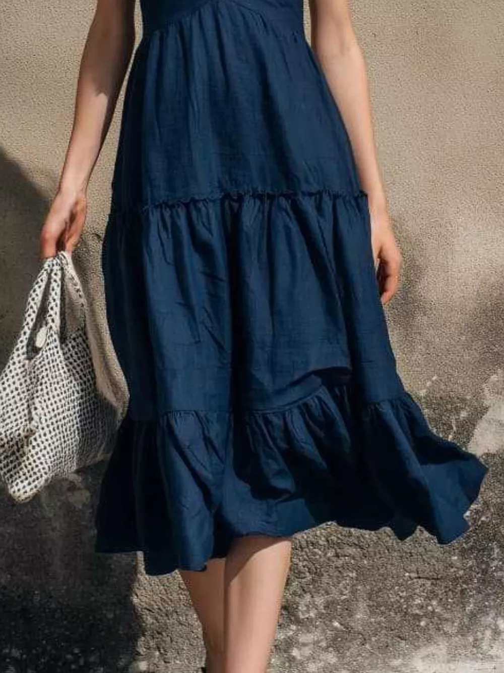 Full Size Ruffled V-Neck Tiered Midi Dress Plus Size, image 6