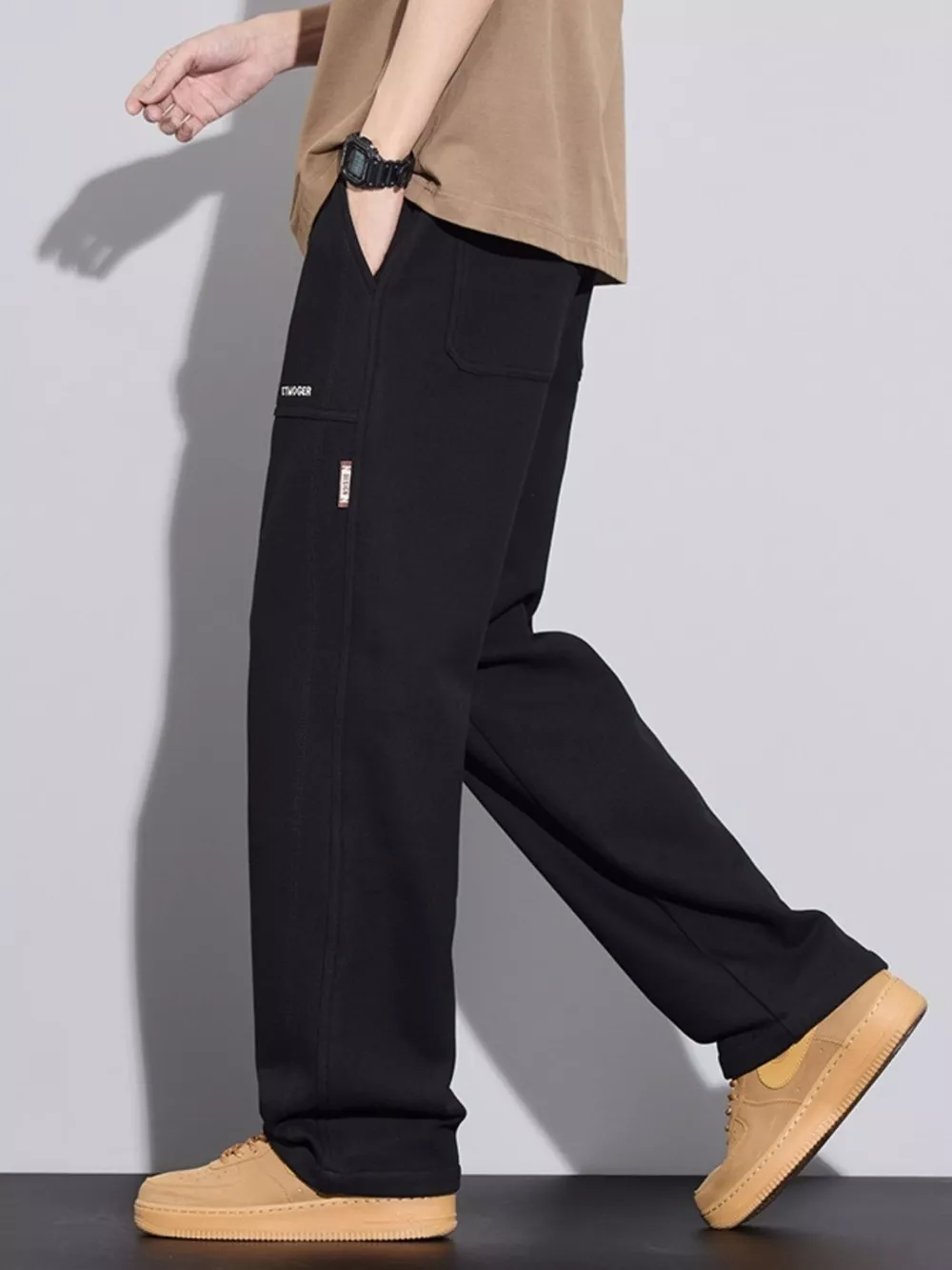 Men's Plus Size Casual Drawstring Wide-Leg Pants, image 2