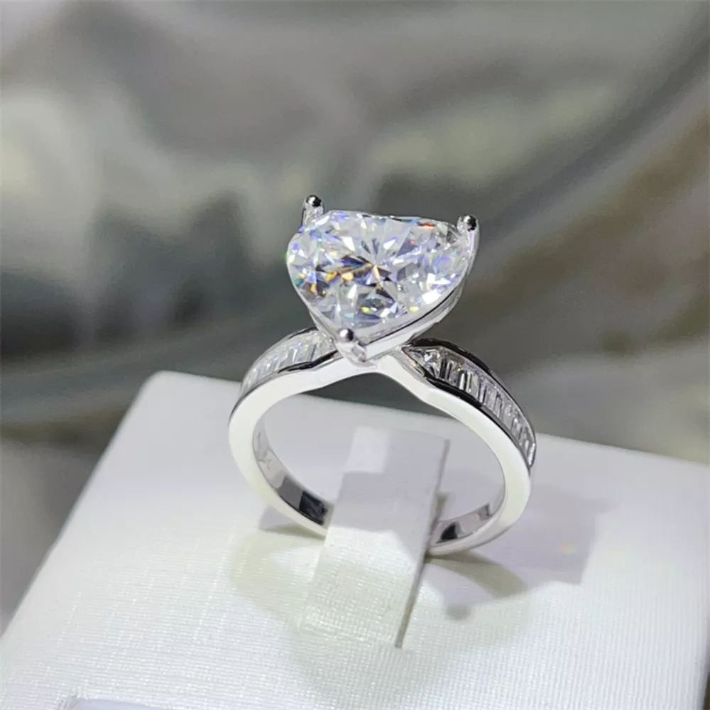 5 Carat Moissanite 925 Sterling Silver Heart Ring, image 5