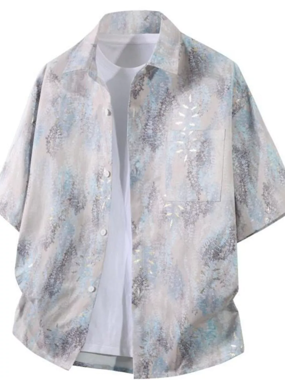 Men's Plus Size Tropical Print Short Sleeve Casual Shirt, image 15