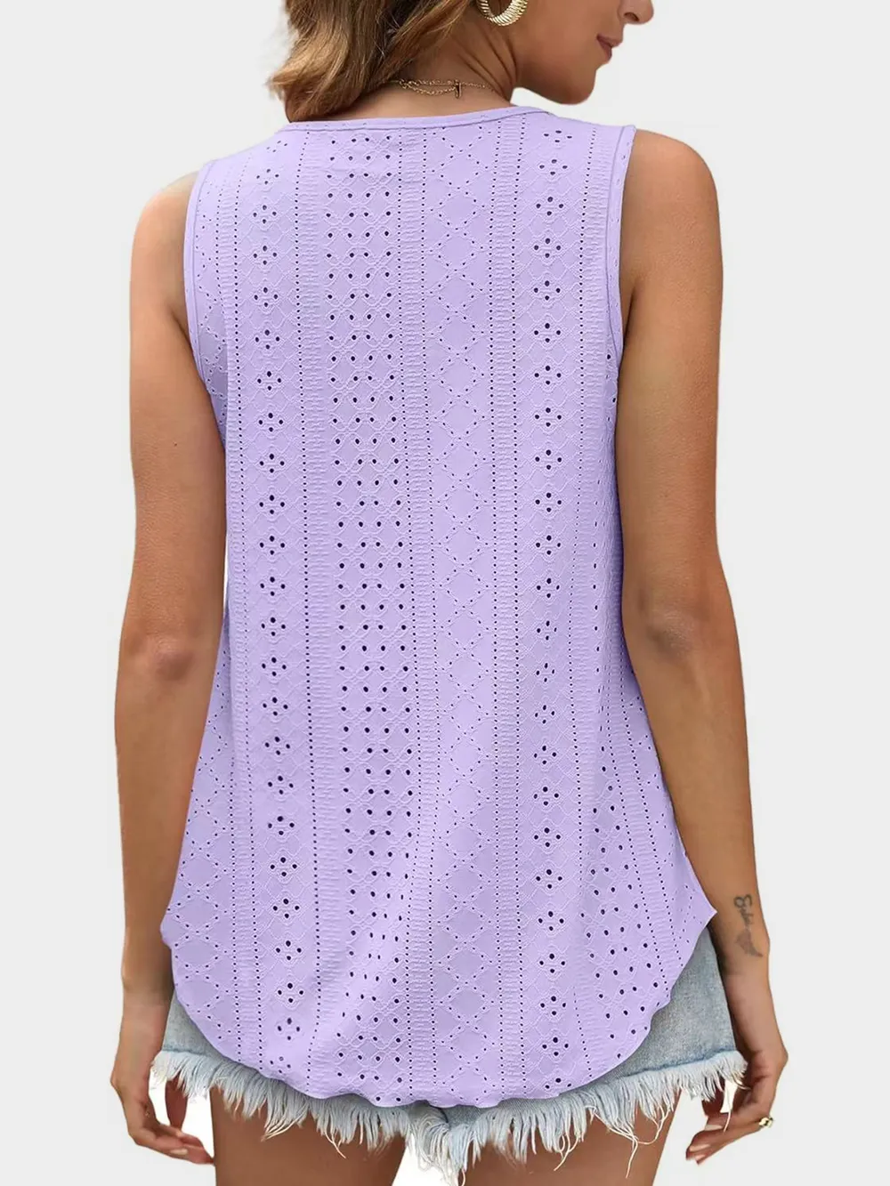 Eyelet Round Neck Tank, image 25