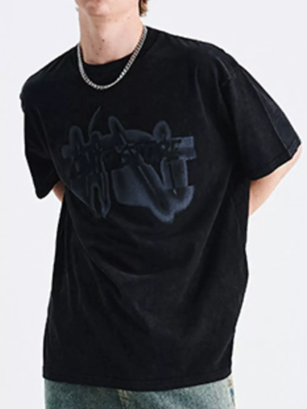 Men's Graphic Round Neck Oversized T-Shirt, image 3