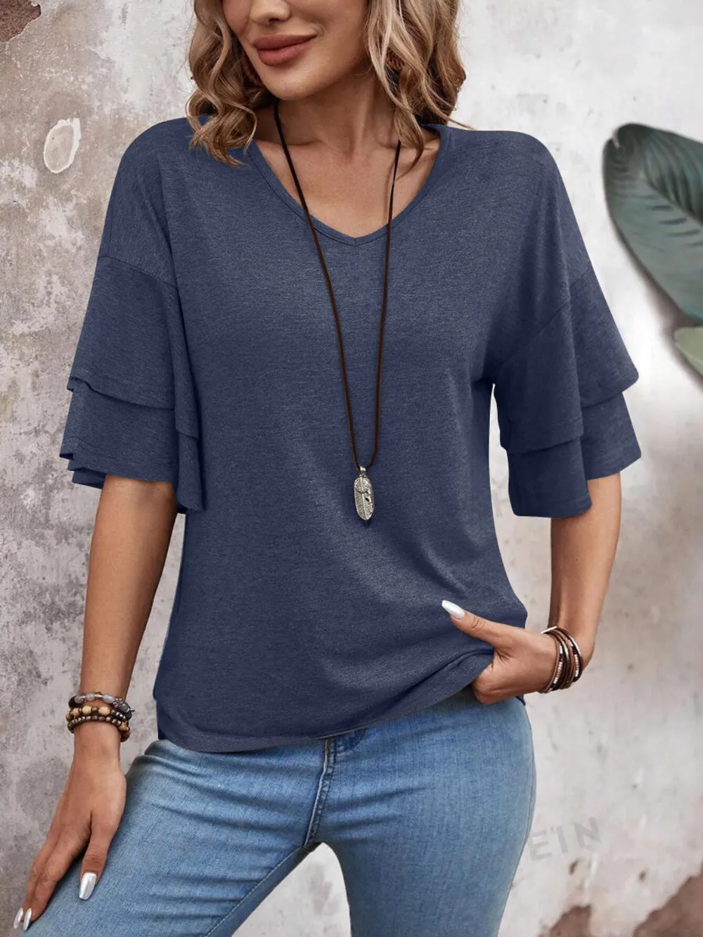 V-Neck Half Sleeve Blouse, image 3