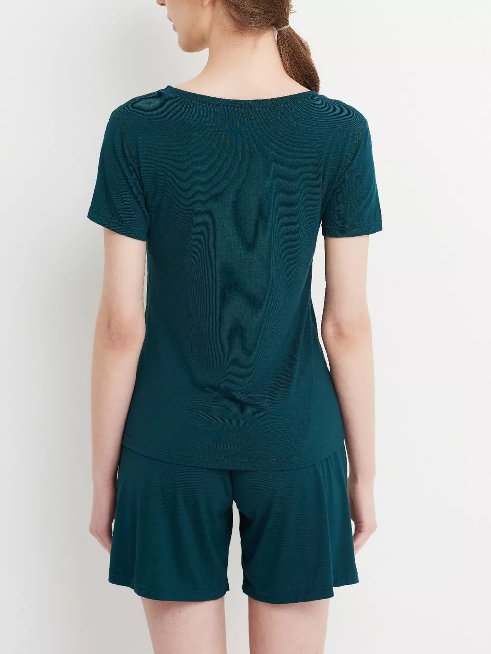 Plus Size Padded Round Neck Modal T-Shirt and Shorts Set, image 19