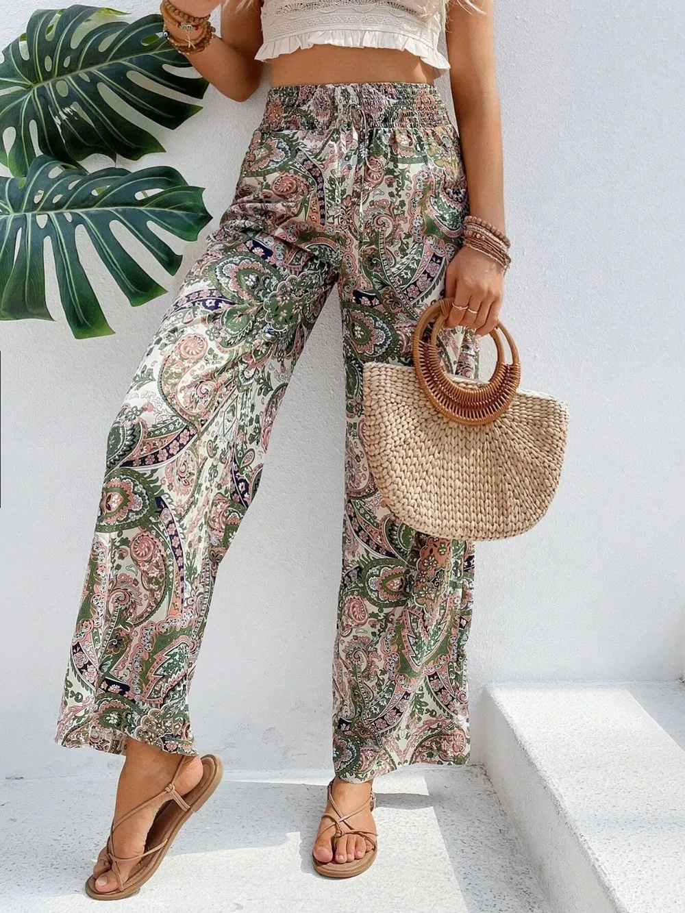 Printed Wide Leg Pants, image 2