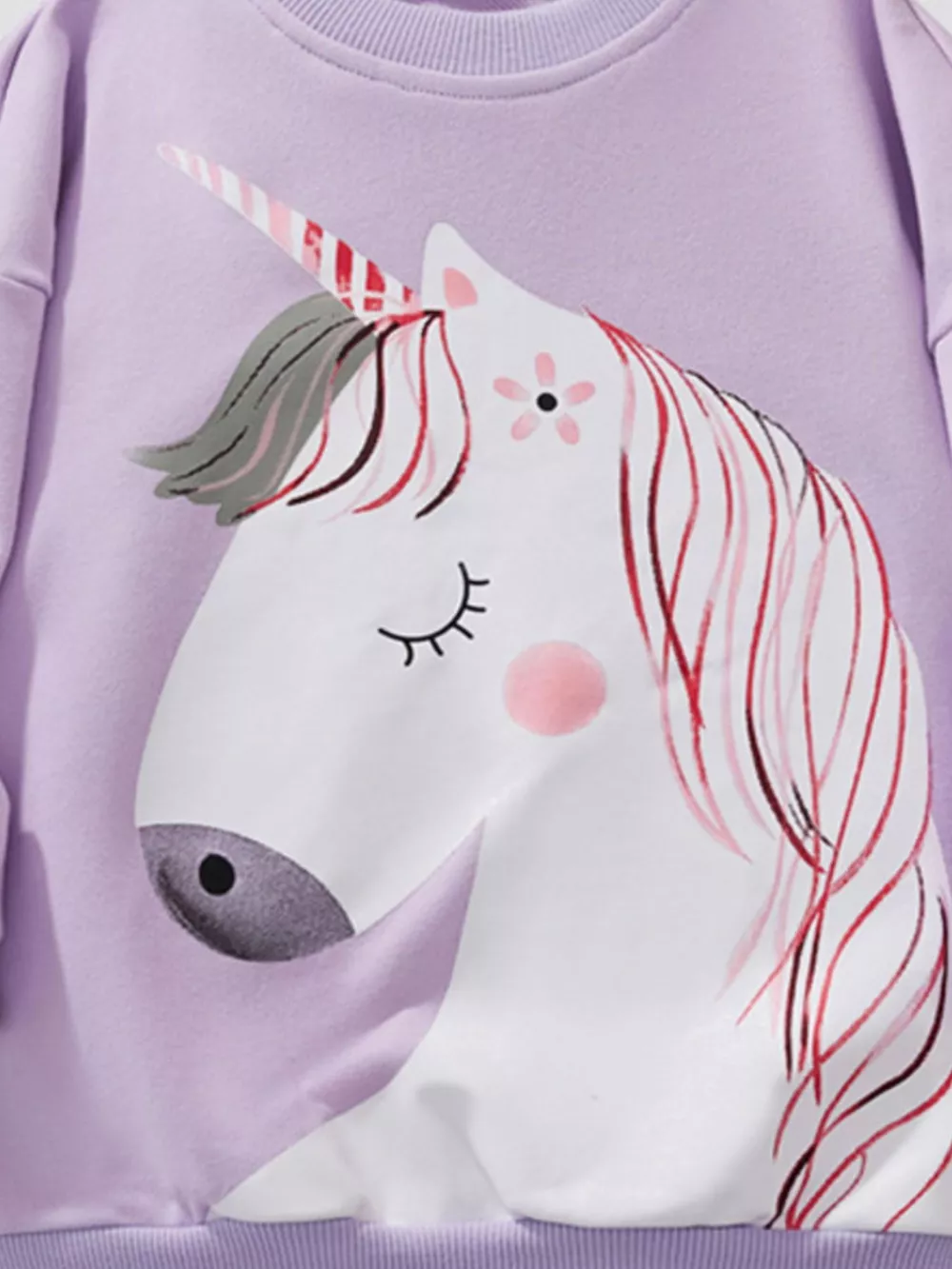 Children's Unicorn Graphic Round Neck Sweatshirt, image 3