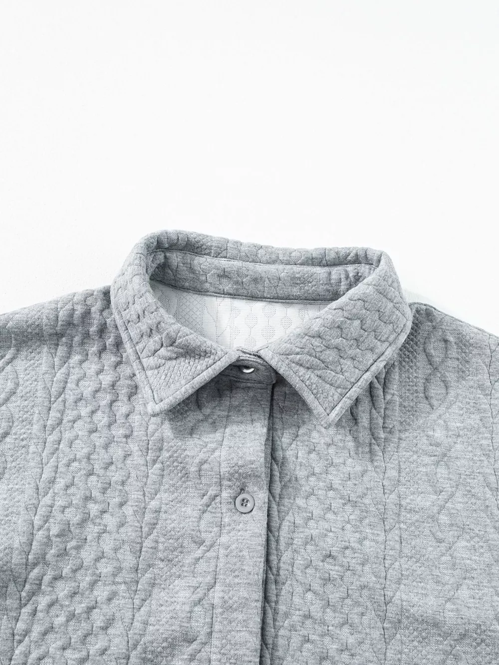 Cable Texture Puff Sleeve Loose Shacket, image 3