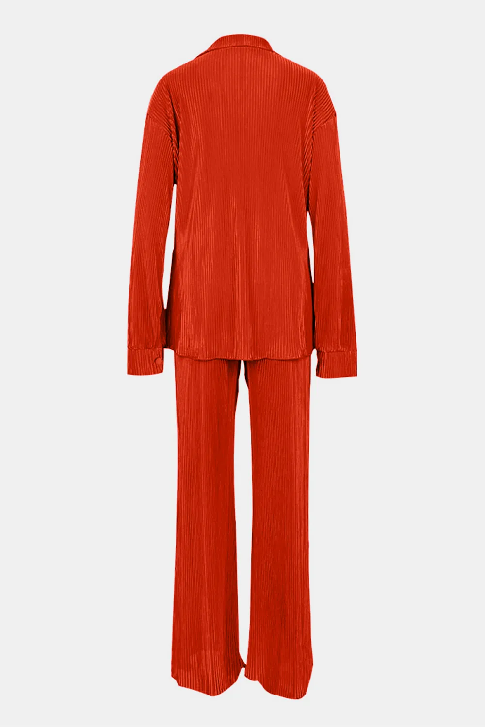 Textured Button Up Collared Neck Top and Pants Set, image 15