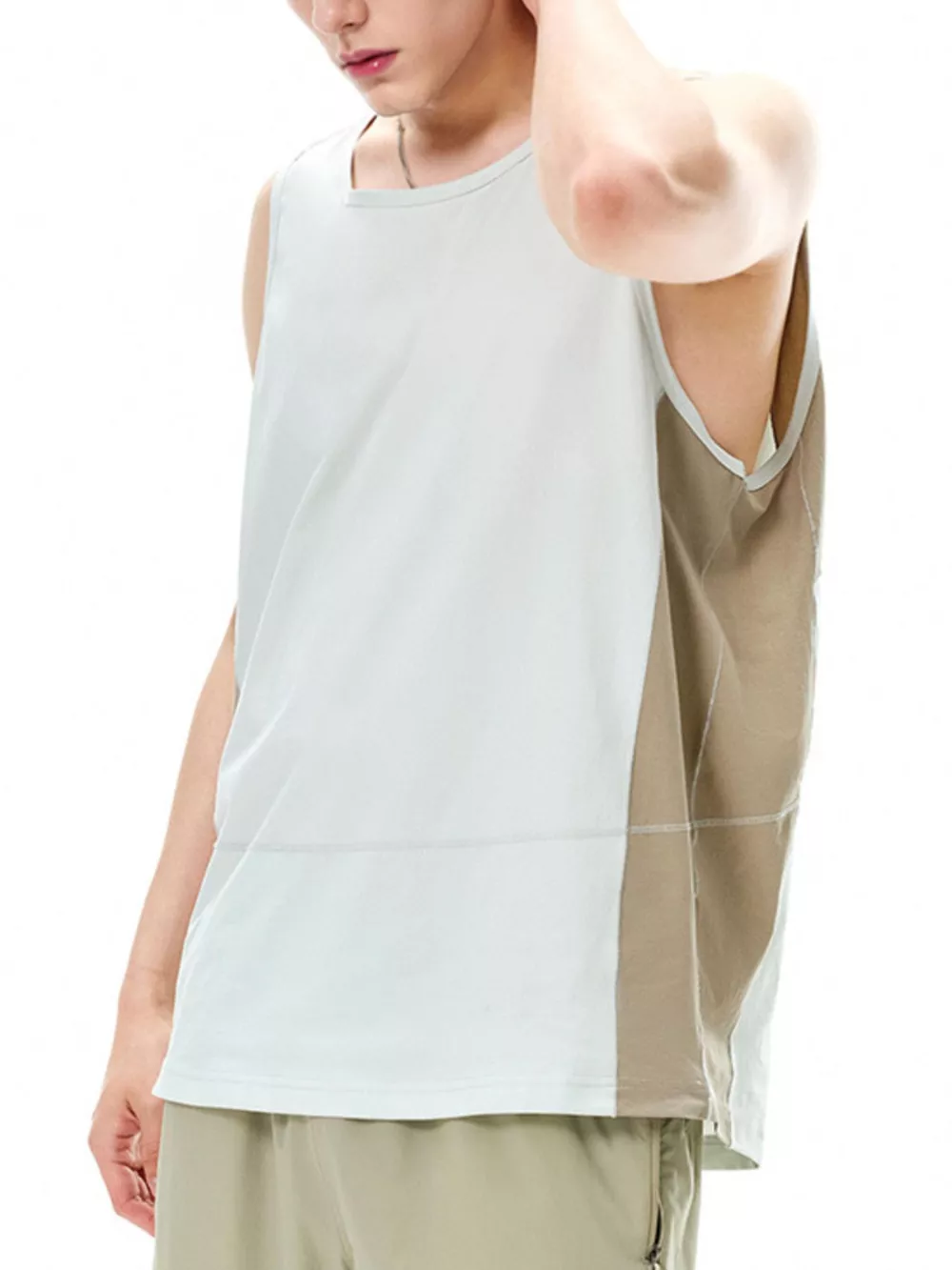 Men's Color Block Round Neck Tank, image 3